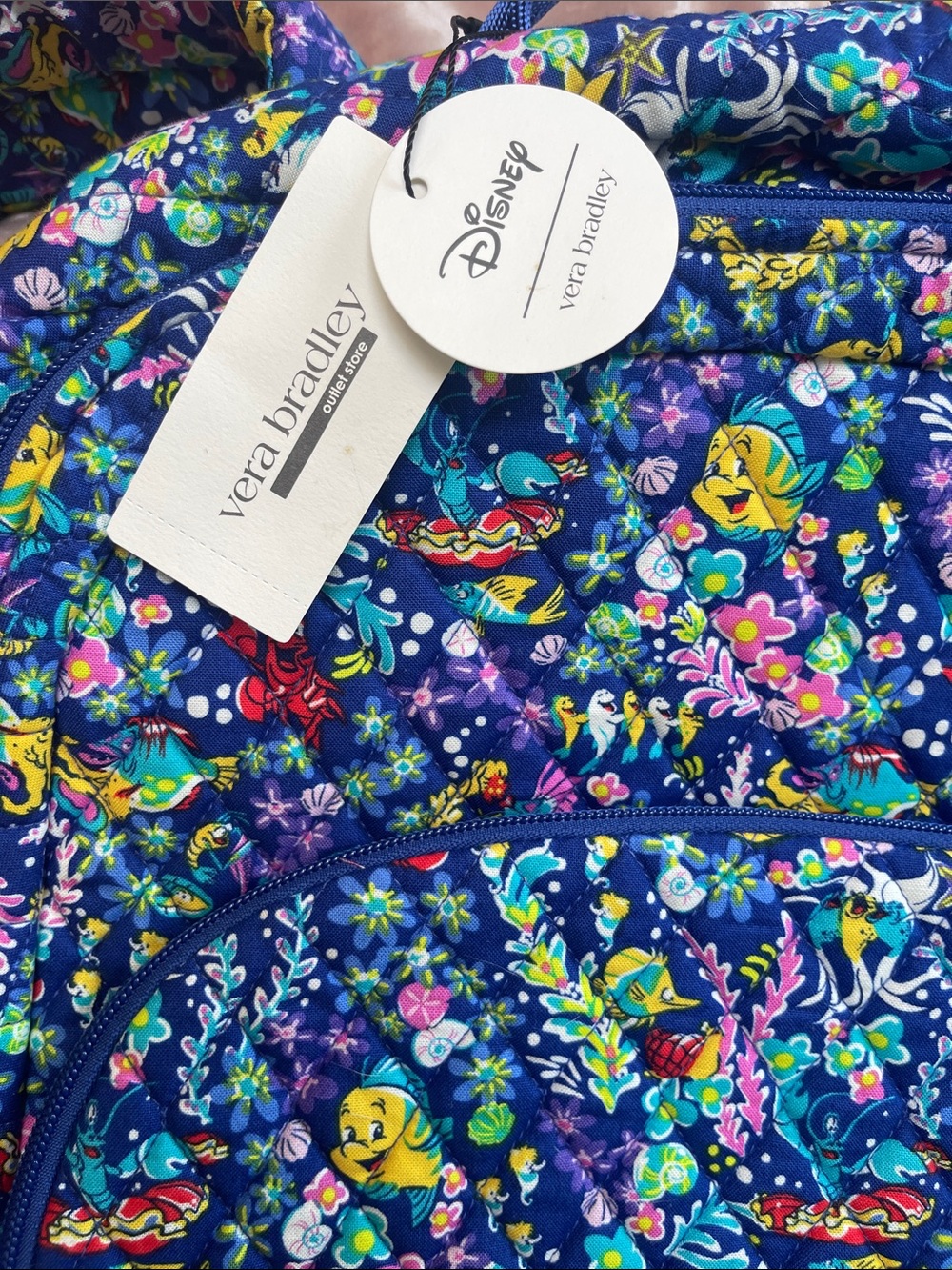 Vera Bradley Kids Navy Multicolor Little Mermaid Underwater Floral Backpack - Picture 5 of 9